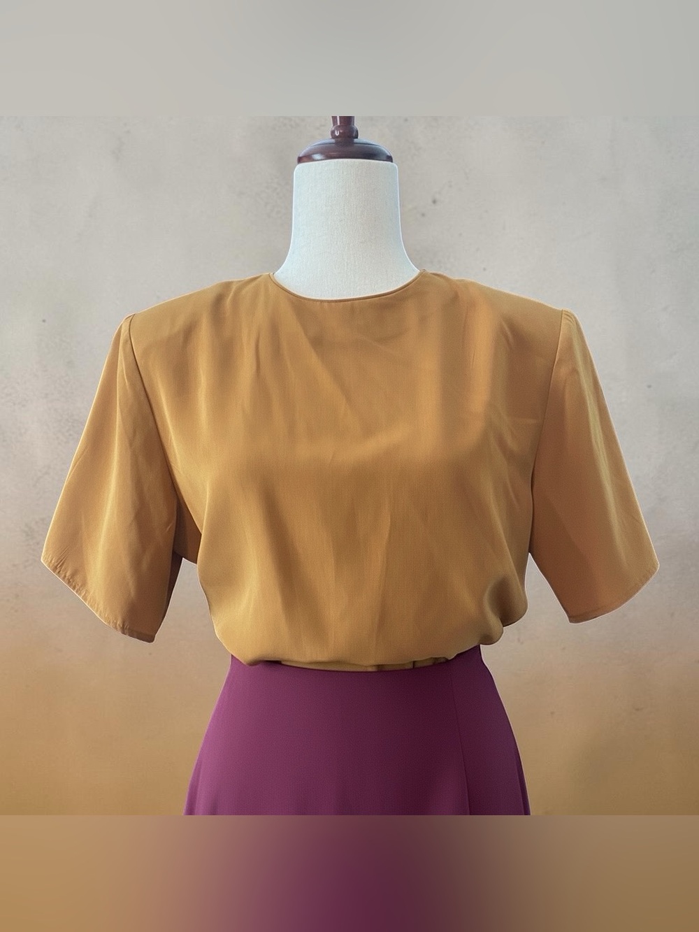Vintage Mustard Short-Sleeve Blouse - Women Tops